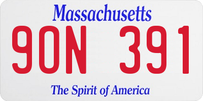 MA license plate 9ON391