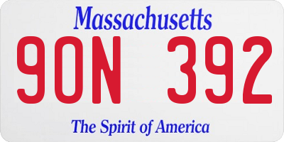 MA license plate 9ON392