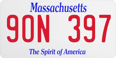 MA license plate 9ON397