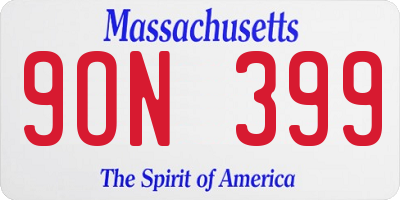 MA license plate 9ON399
