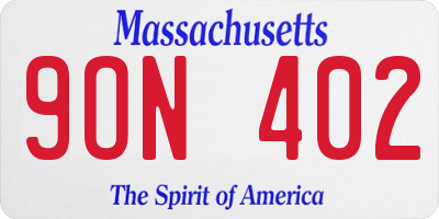 MA license plate 9ON402