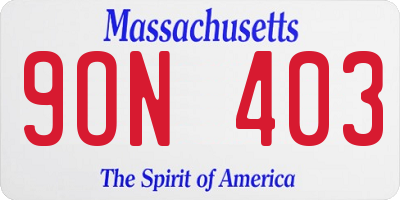 MA license plate 9ON403