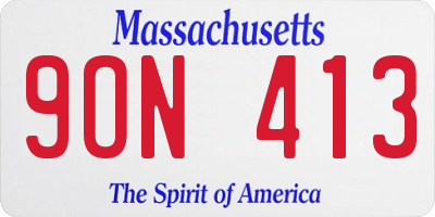 MA license plate 9ON413