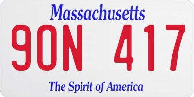 MA license plate 9ON417