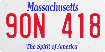MA license plate 9ON418