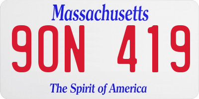 MA license plate 9ON419