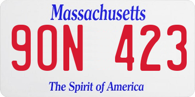 MA license plate 9ON423
