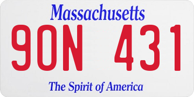 MA license plate 9ON431