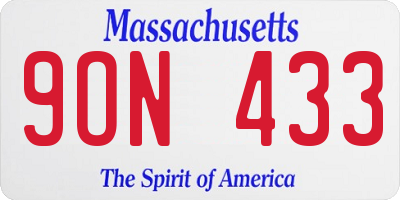 MA license plate 9ON433
