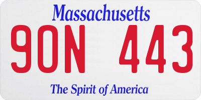 MA license plate 9ON443