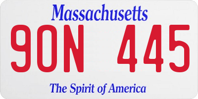 MA license plate 9ON445