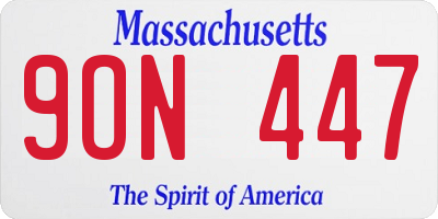MA license plate 9ON447