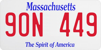 MA license plate 9ON449