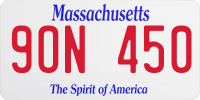 MA license plate 9ON450