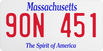 MA license plate 9ON451