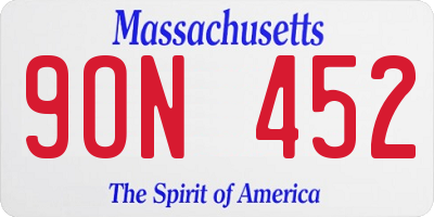 MA license plate 9ON452