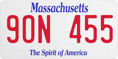 MA license plate 9ON455