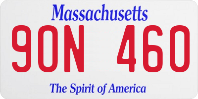 MA license plate 9ON460