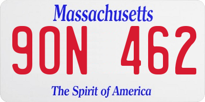 MA license plate 9ON462