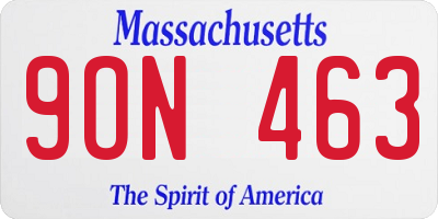 MA license plate 9ON463