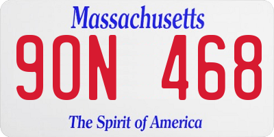 MA license plate 9ON468