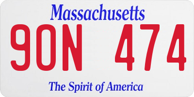 MA license plate 9ON474