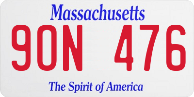 MA license plate 9ON476