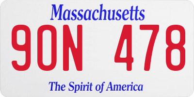 MA license plate 9ON478