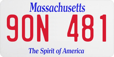 MA license plate 9ON481