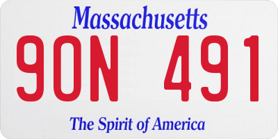 MA license plate 9ON491