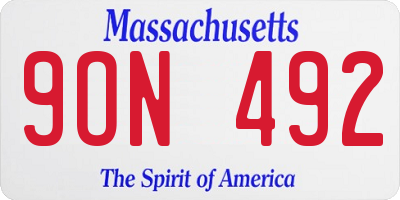 MA license plate 9ON492