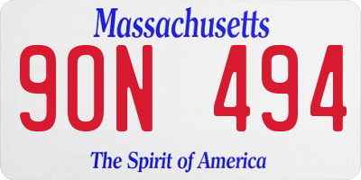 MA license plate 9ON494