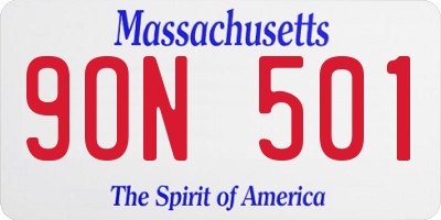 MA license plate 9ON501