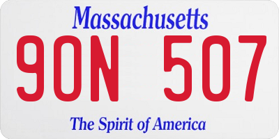 MA license plate 9ON507