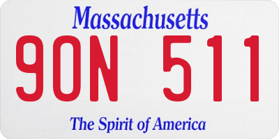 MA license plate 9ON511