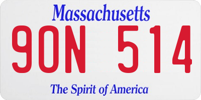 MA license plate 9ON514