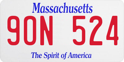 MA license plate 9ON524