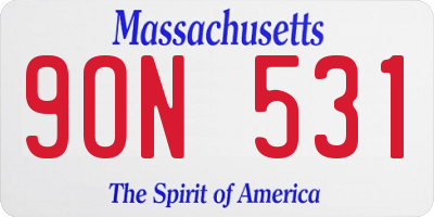 MA license plate 9ON531