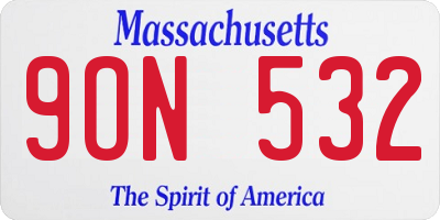 MA license plate 9ON532
