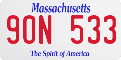 MA license plate 9ON533