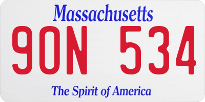MA license plate 9ON534