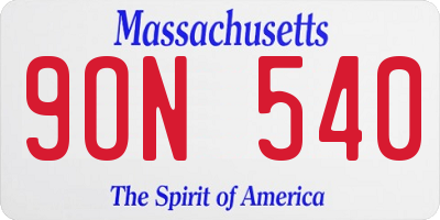 MA license plate 9ON540