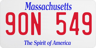 MA license plate 9ON549