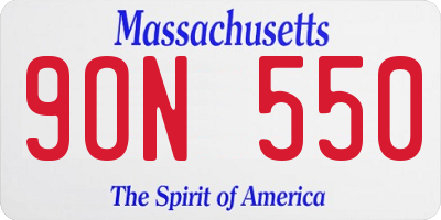 MA license plate 9ON550