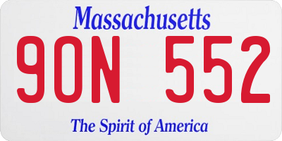MA license plate 9ON552