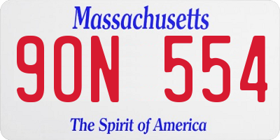 MA license plate 9ON554