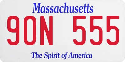 MA license plate 9ON555