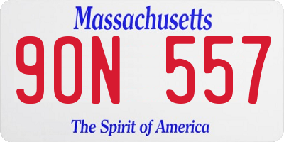 MA license plate 9ON557