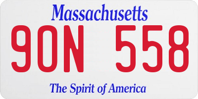 MA license plate 9ON558