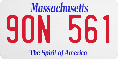 MA license plate 9ON561